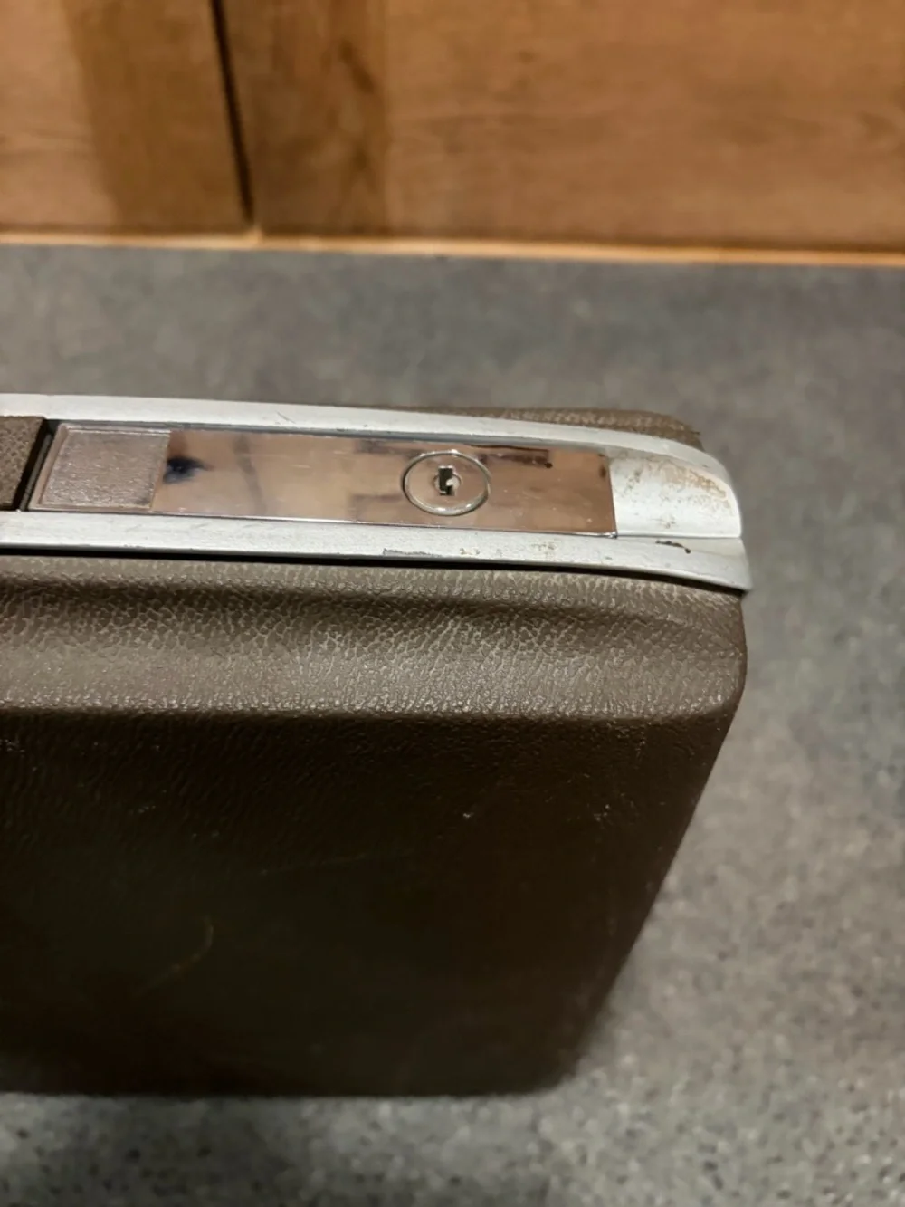 Brown & Silver Hard-Sided Briefcase with Brown Interior